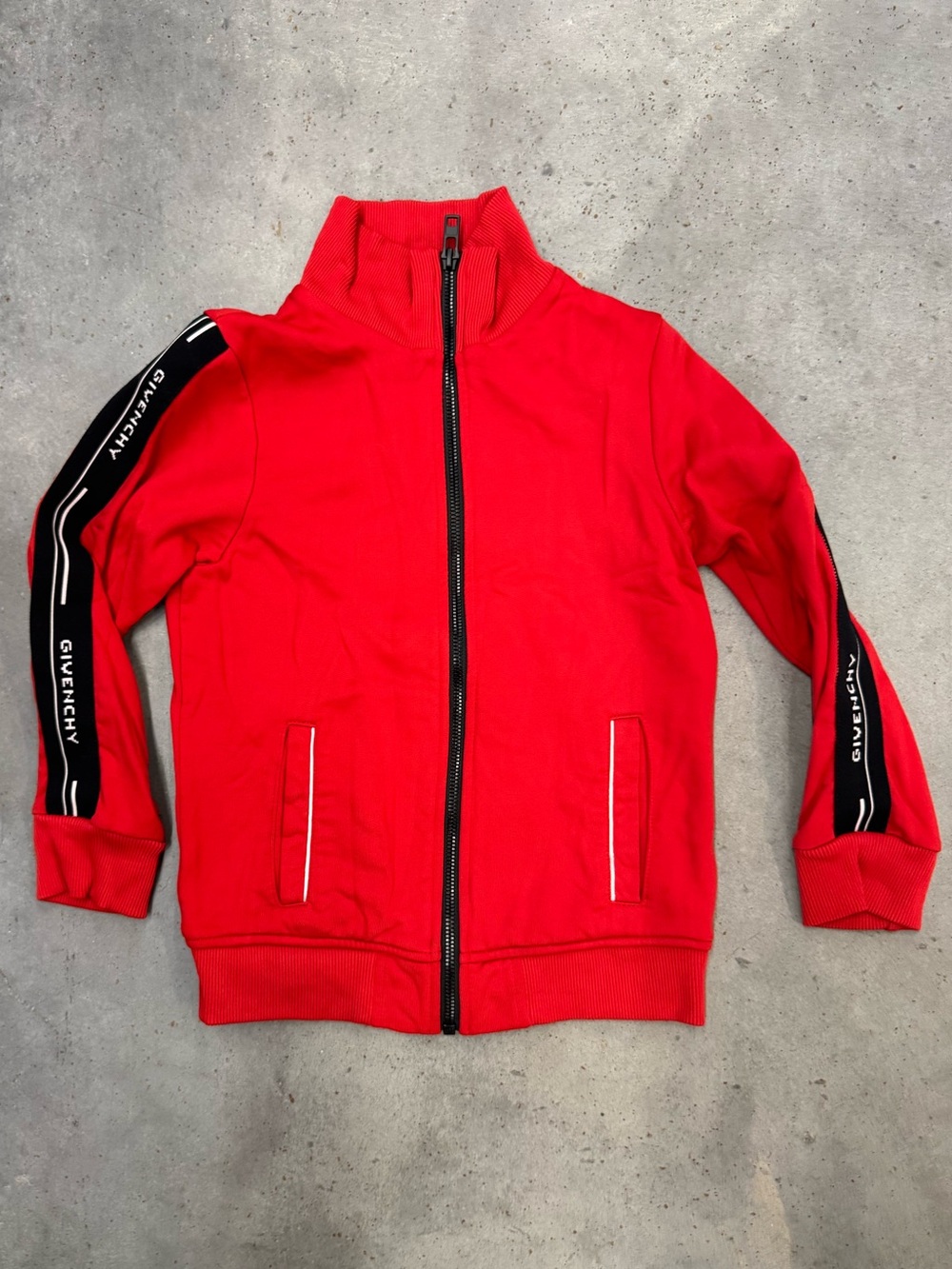 Givenchy Kids Red Track Jacket Size 6 Logo Sleeve Zip Up